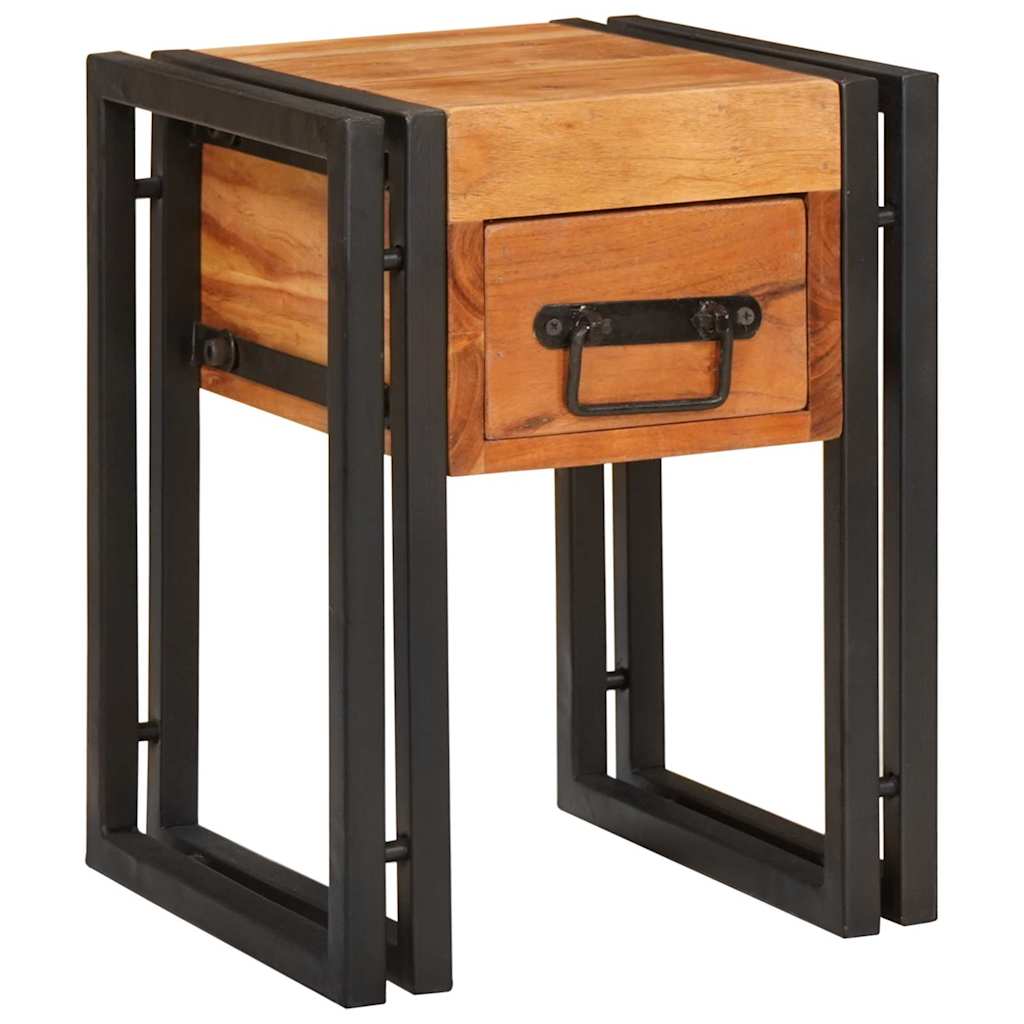 Table d'appoint 30 x 30 x 40 cm Bois d'acacia massif et métal