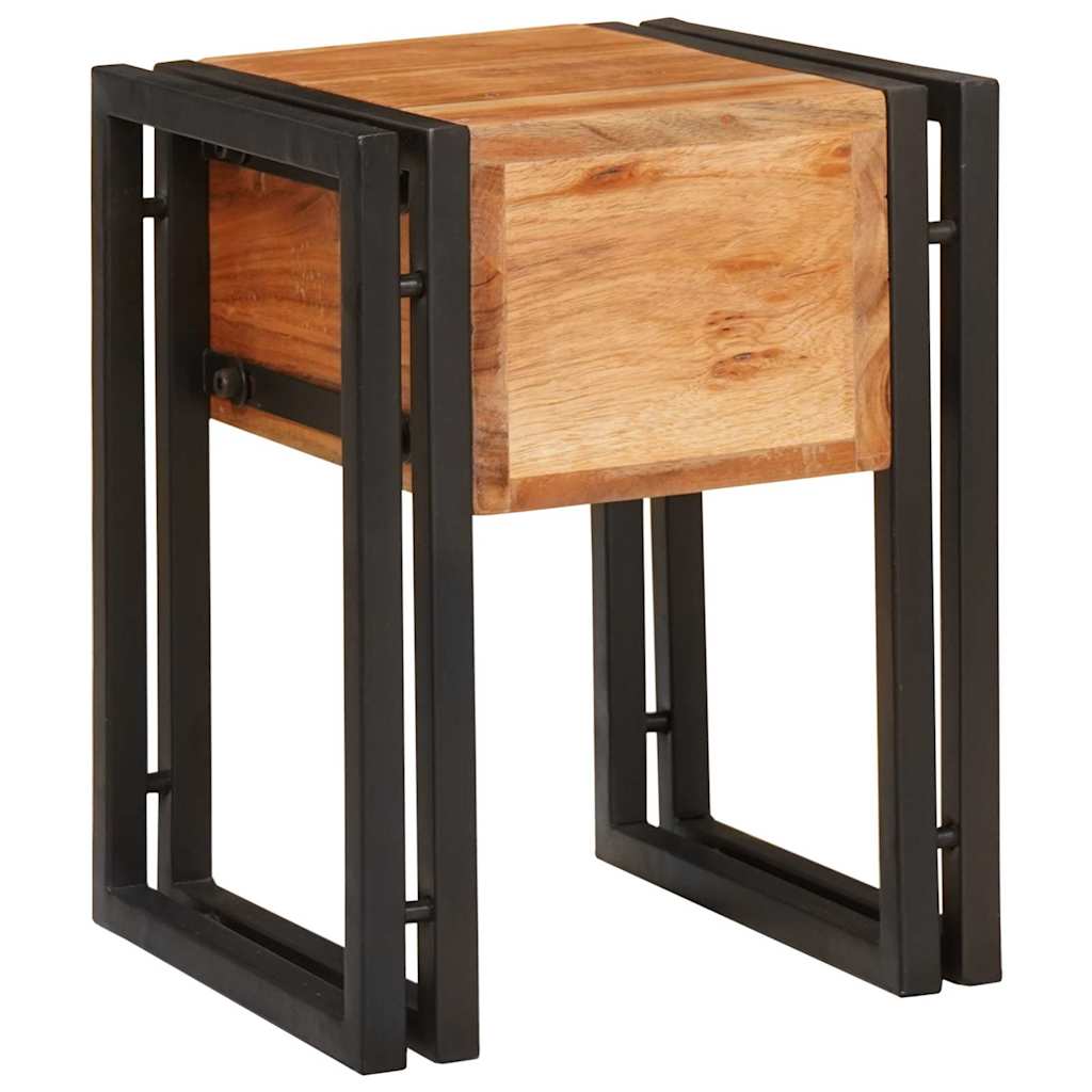 Table d'appoint 30 x 30 x 40 cm Bois d'acacia massif et métal