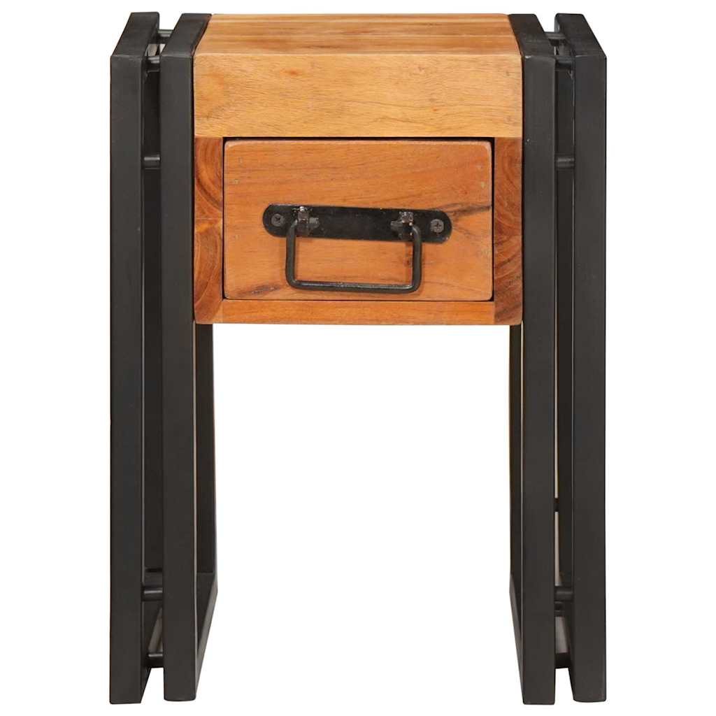 Table d'appoint 30 x 30 x 40 cm Bois d'acacia massif et métal