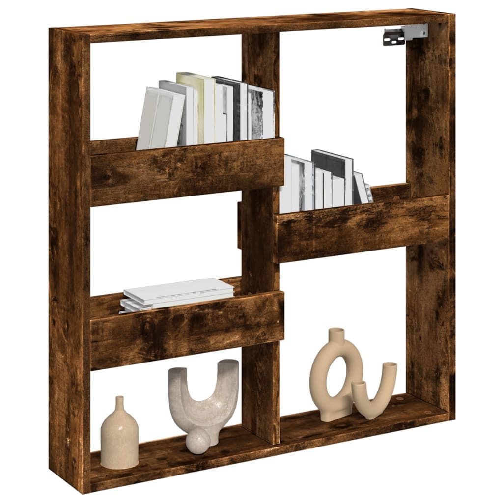 Armoire murale chêne fumé 80x15x80 cm bois d'ingénierie