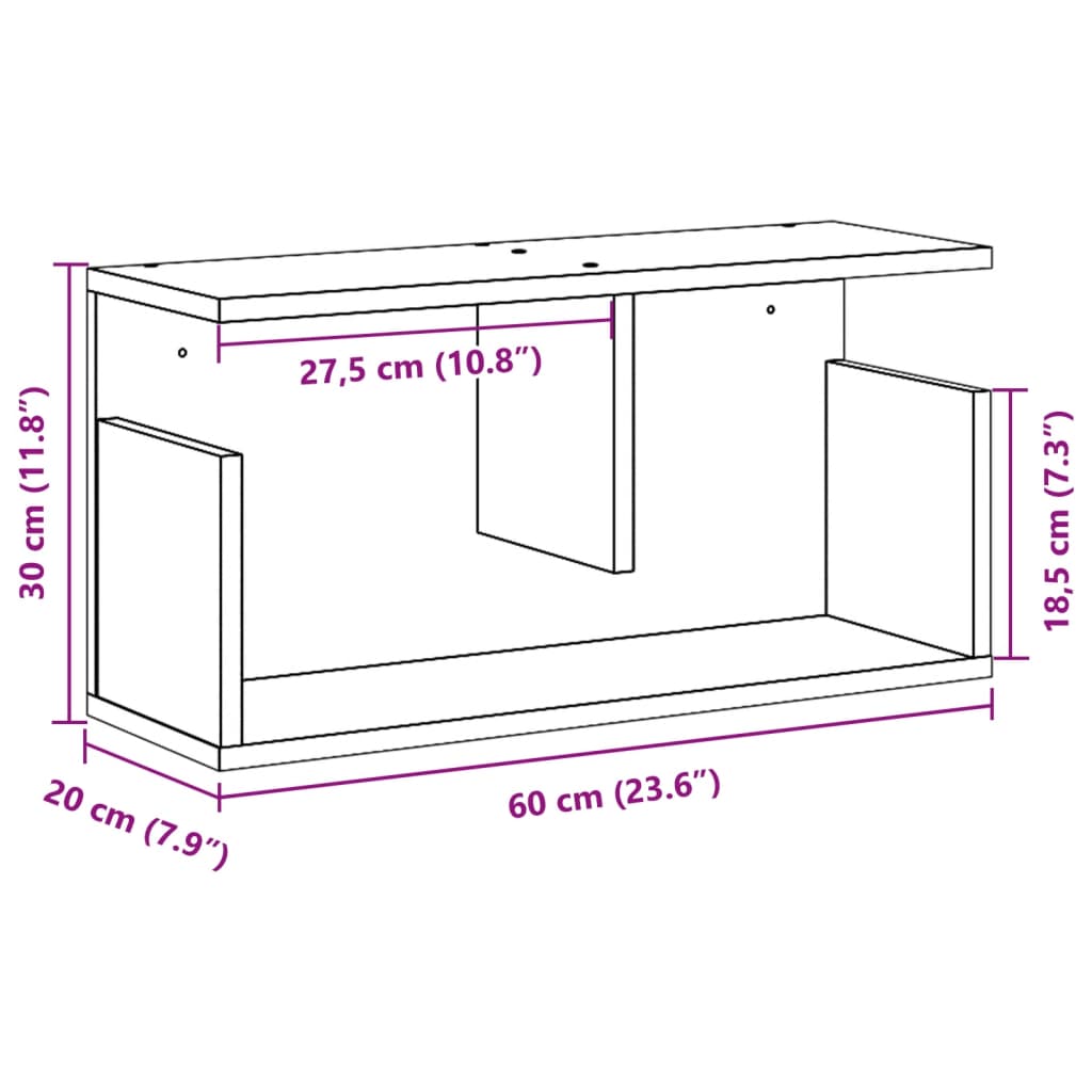 Armoire murale 60x20x30 cm chêne fumé bois d'ingénierie