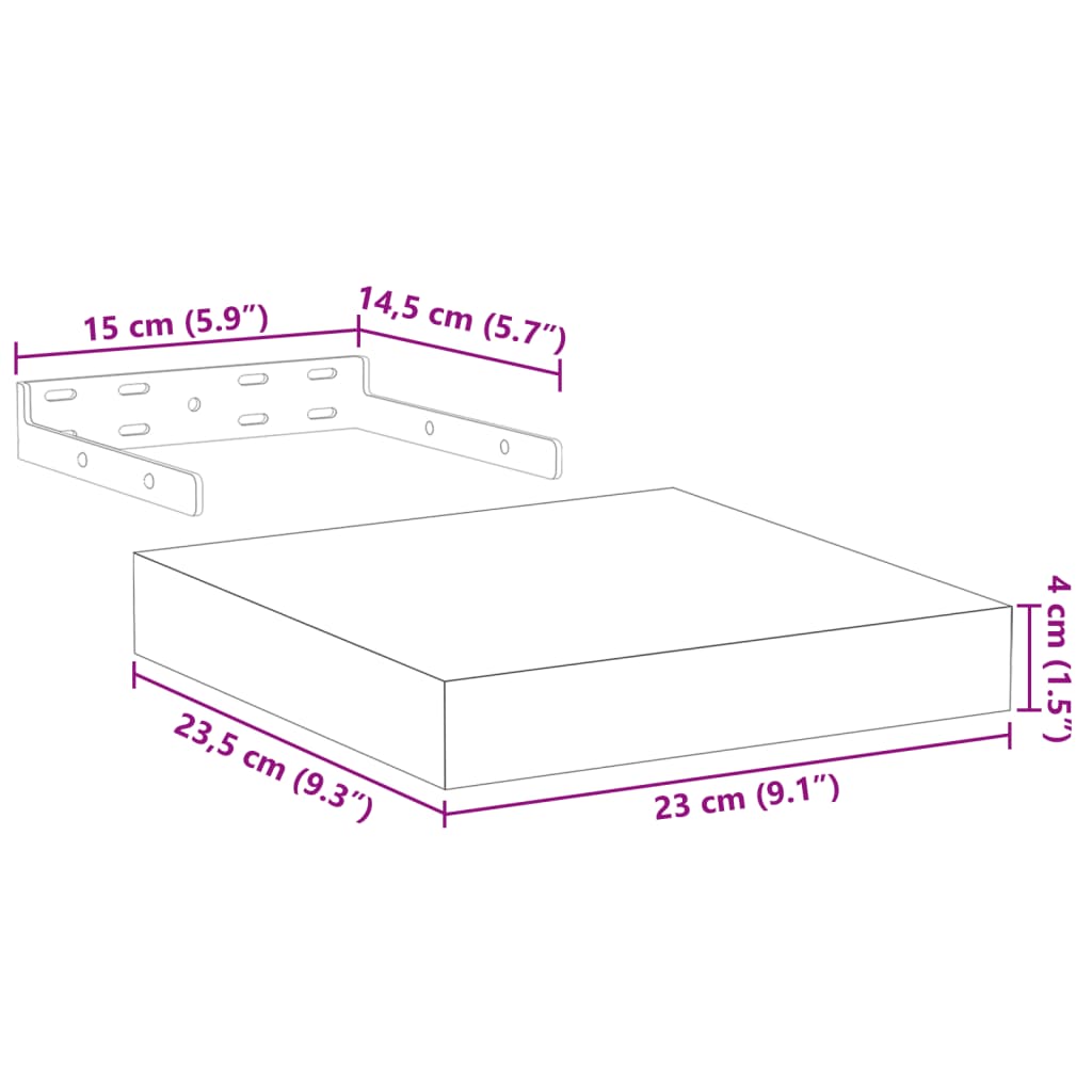 Étagères flottantes 4 pcs 23x23,5x4 cm bois d'ingénierie