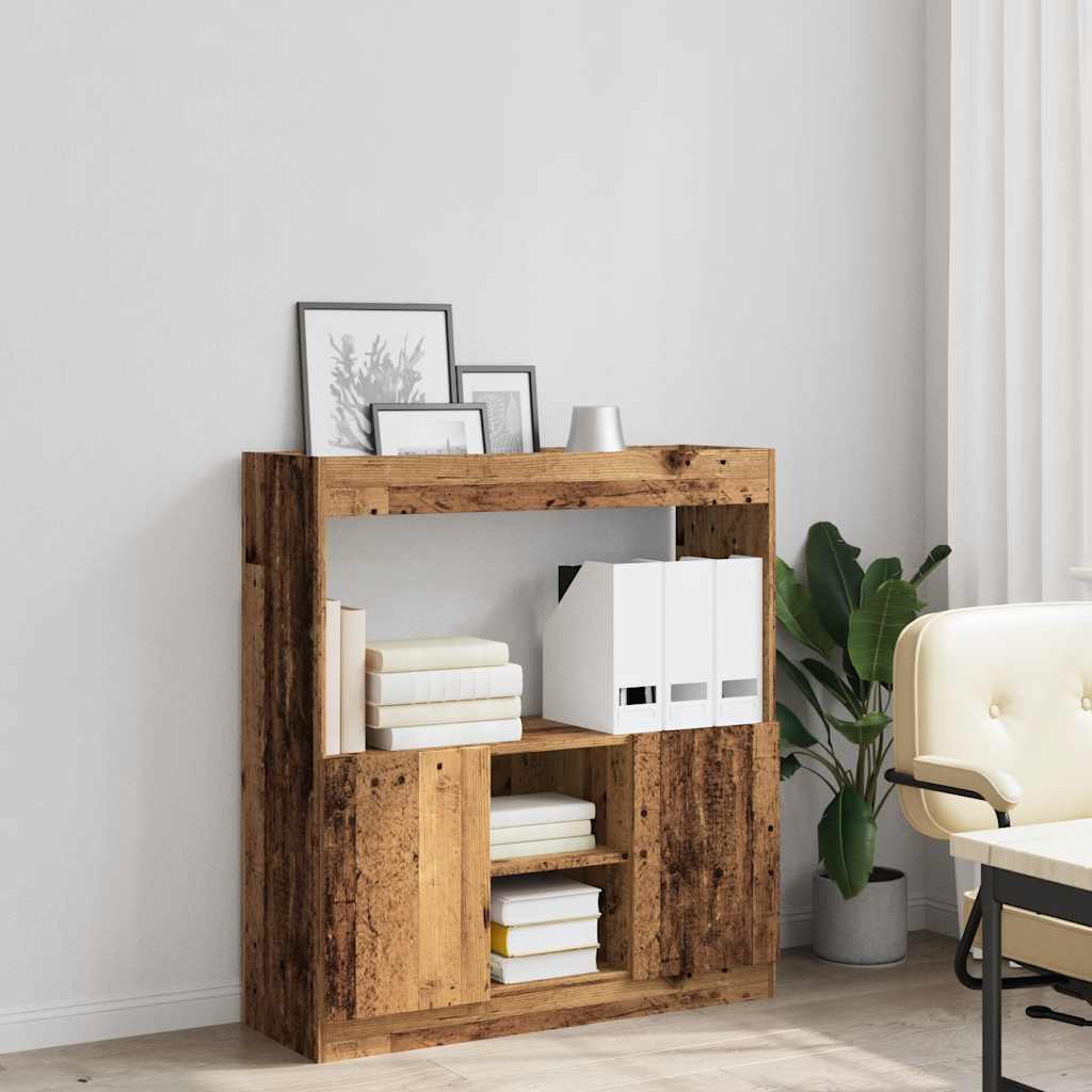 Buffet haut vieux bois 92x33x100 cm bois d'ingénierie