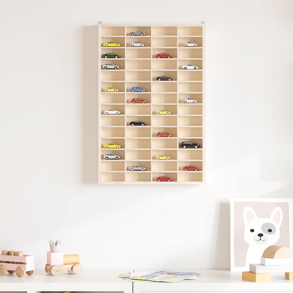 Vitrine de collection en bois avec 56 compartiments