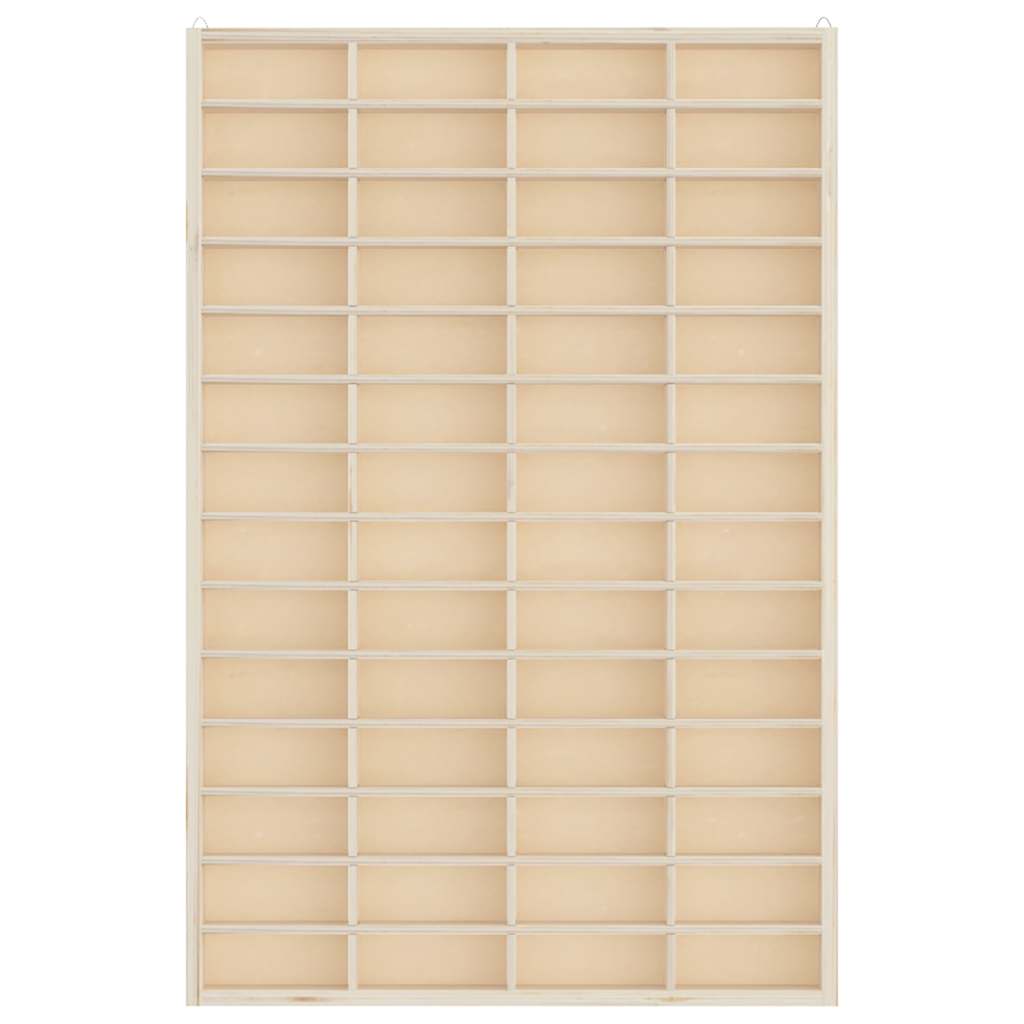 Vitrine de collection en bois avec 56 compartiments