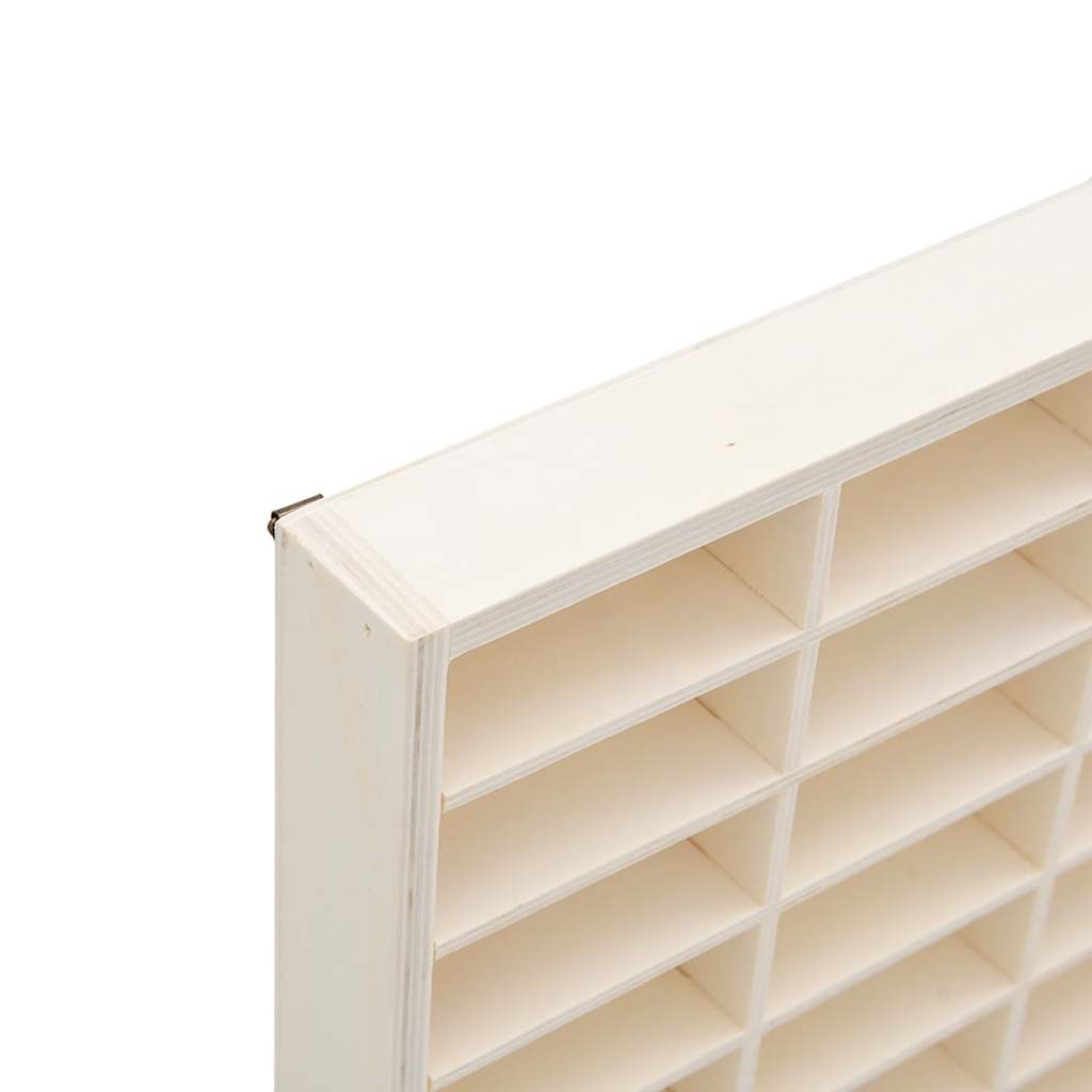 Vitrine de collection en bois avec 56 compartiments