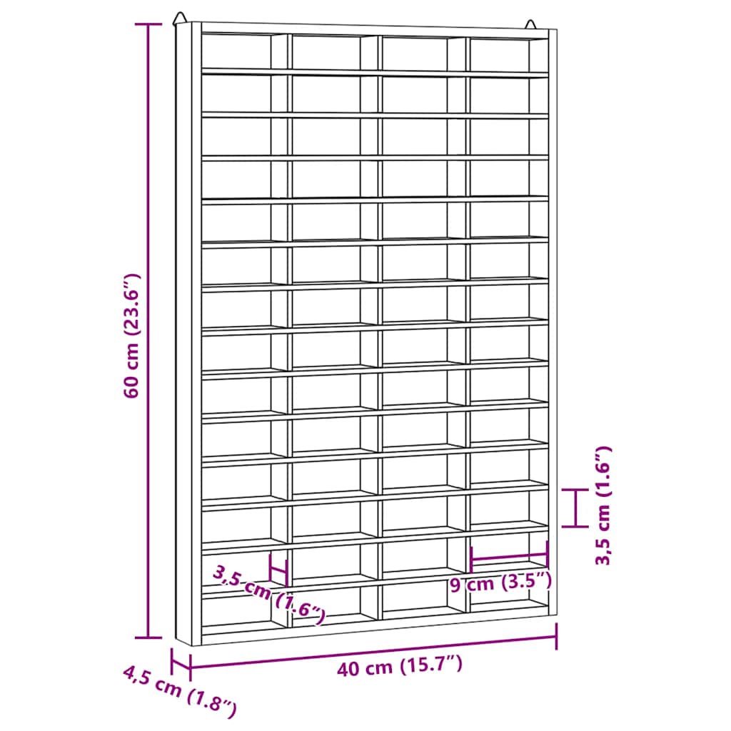 Vitrine de collection en bois avec 56 compartiments