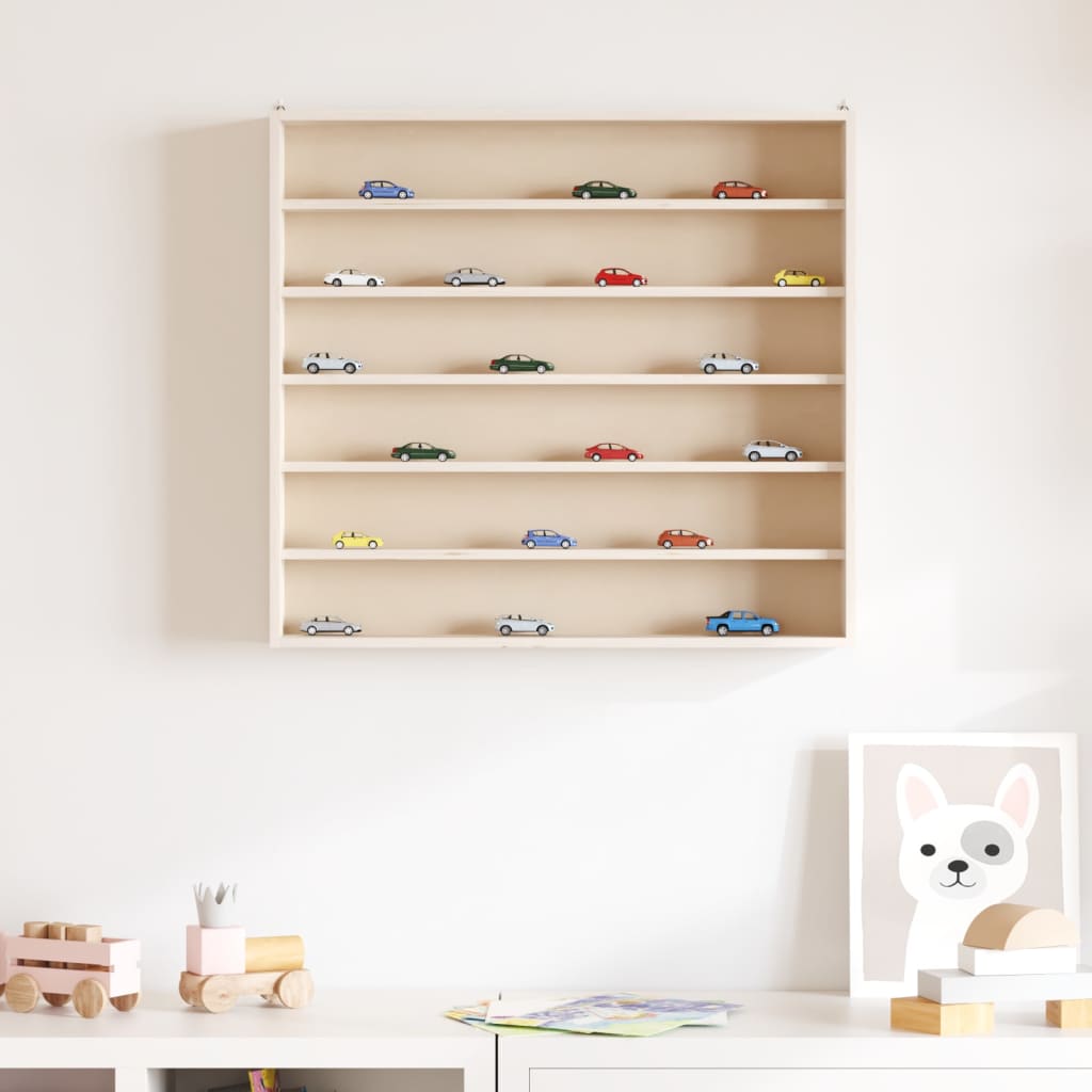 Vitrine de collection en bois avec 6 étagères 60x8,5x55 cm