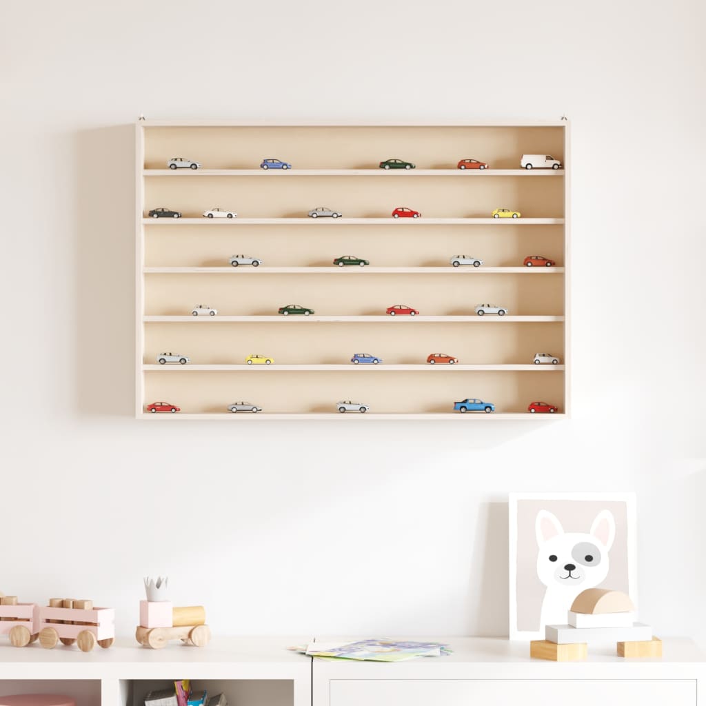 Vitrine de collection en bois avec 6 étagères 80x8,5x55 cm