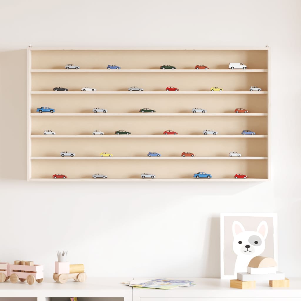 Vitrine de collection en bois avec 6 étagères 100x8,5x55 cm