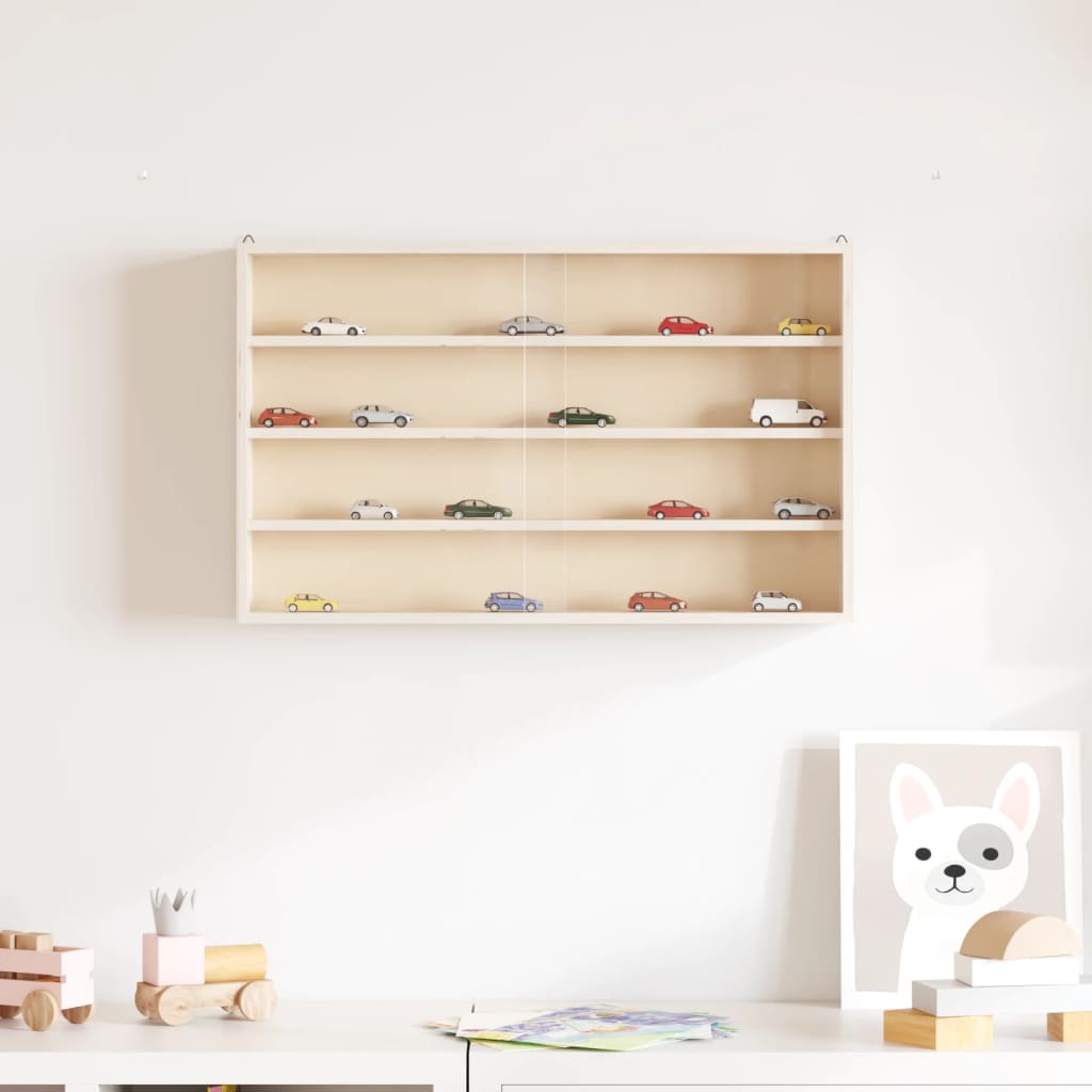 Vitrine de collection en bois avec portes 60x8,5x37 cm
