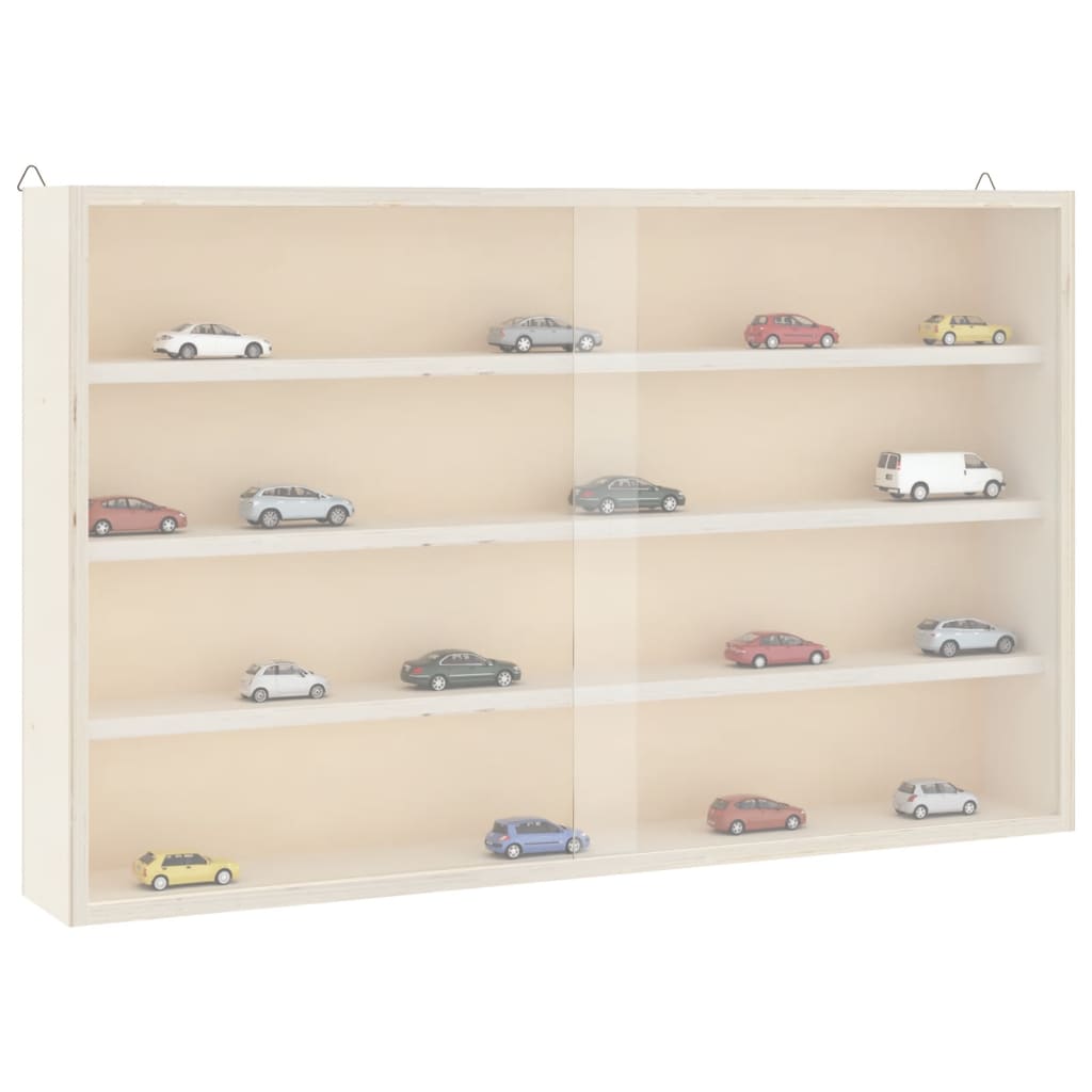 Vitrine de collection en bois avec portes 60x8,5x37 cm