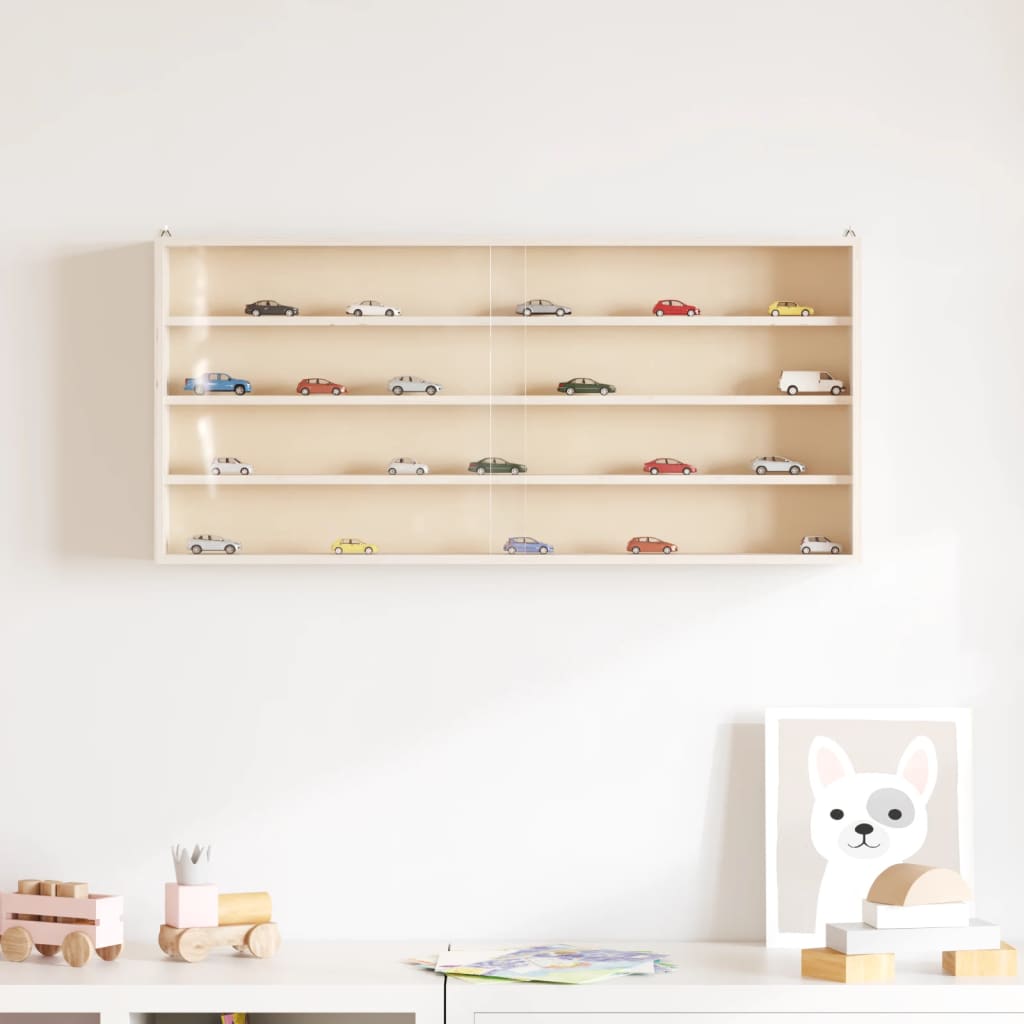 Vitrine de collection en bois avec portes 80x8,5x37 cm