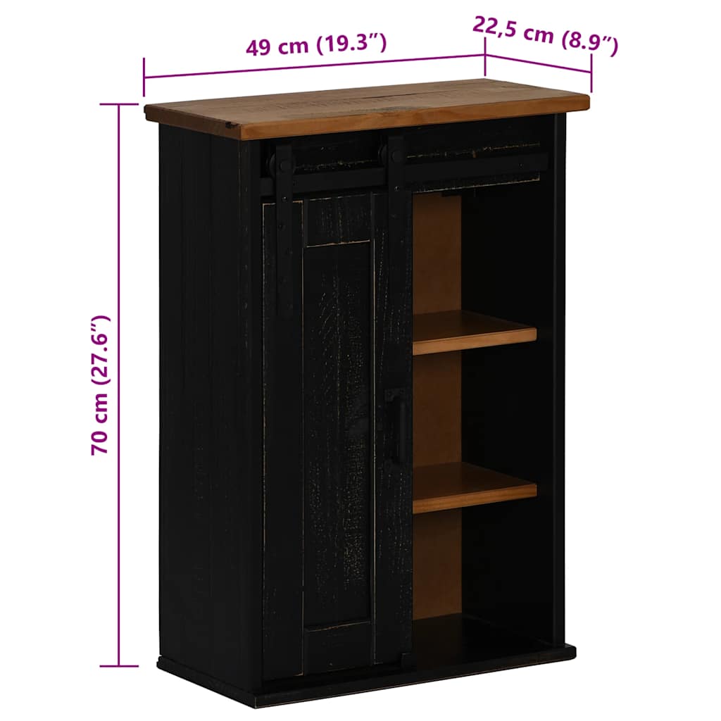 Armario colgante HALDEN con puerta corredera, negro, 49x22,5x70 cm