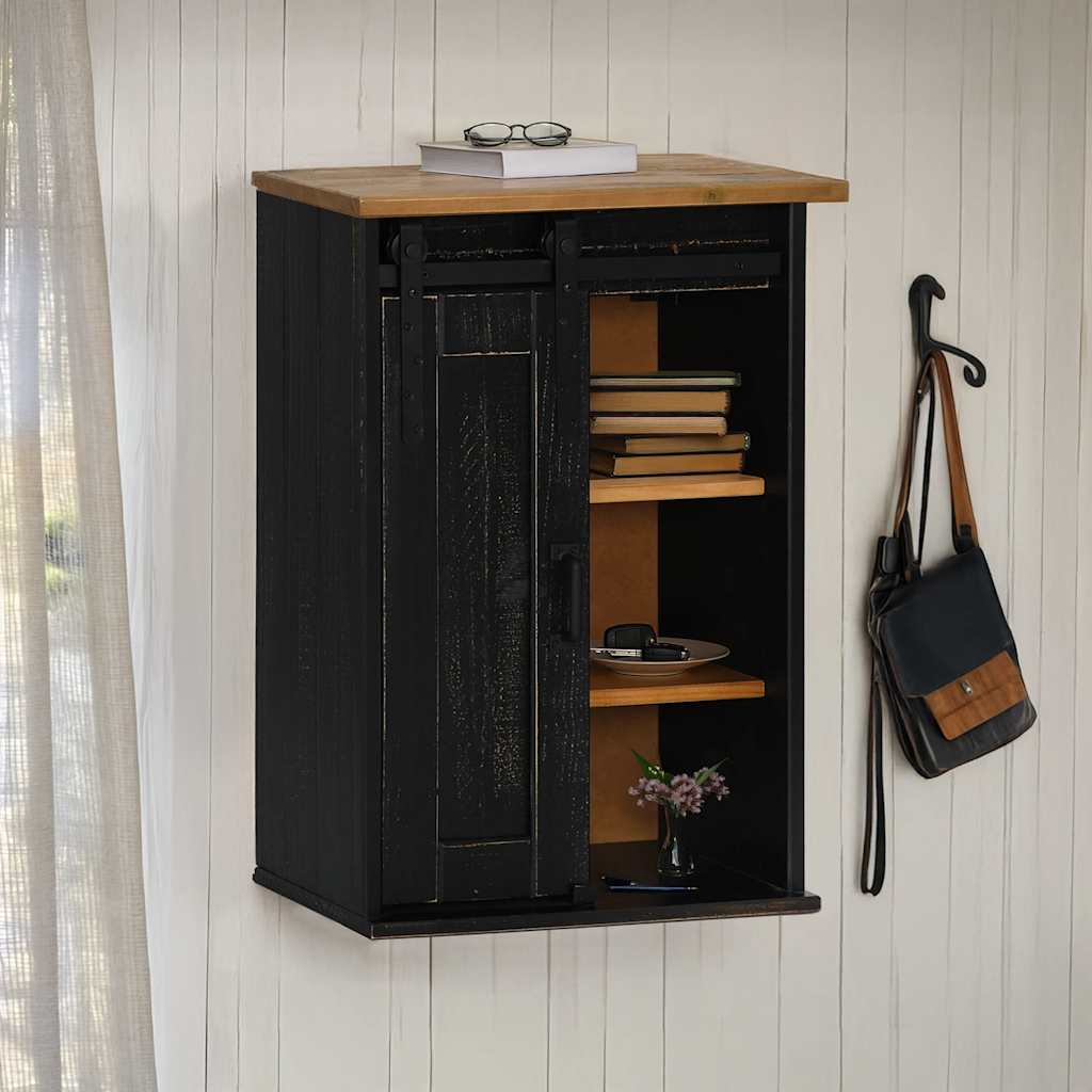 Armario colgante HALDEN con puerta corredera, negro, 49x22,5x70 cm