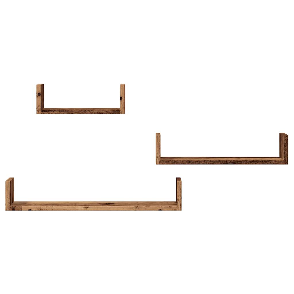 Étagères murales 3 pcs vieux bois bois d'ingénierie