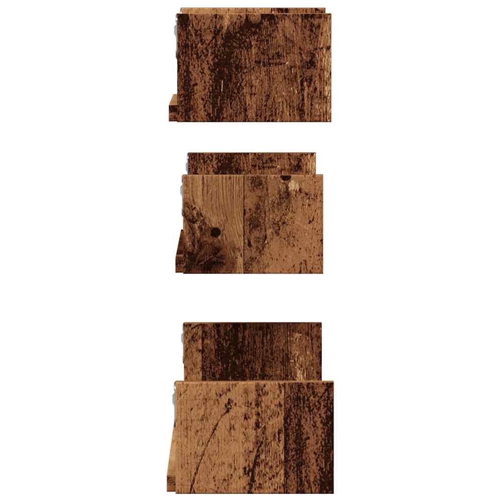 Étagères murales 3 pcs vieux bois bois d'ingénierie