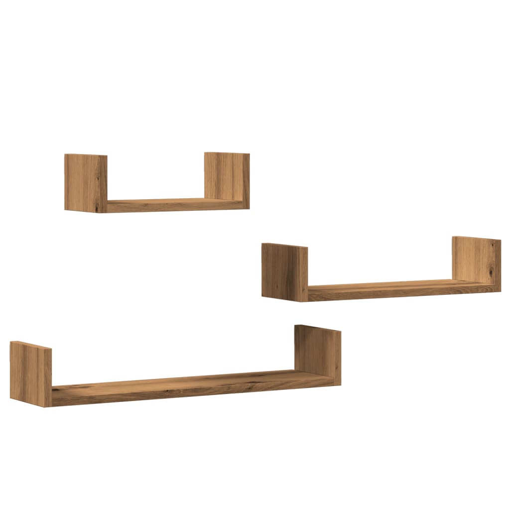 Étagères murales 3 pcs chêne artisanal bois d'ingénierie