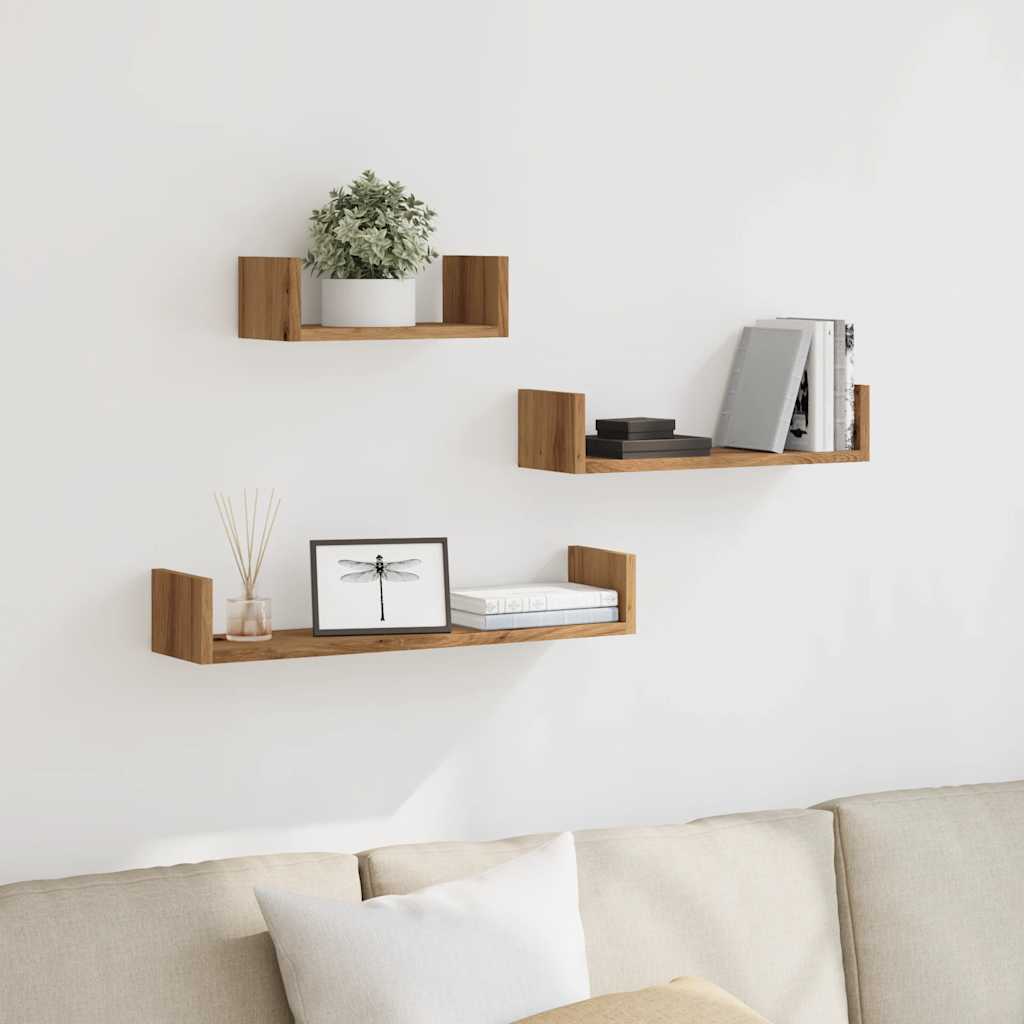 Étagères murales 3 pcs chêne artisanal bois d'ingénierie