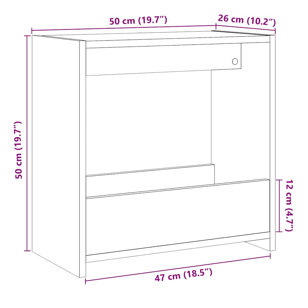Table d'appoint vieux bois 50x26x50 cm bois d'ingénierie