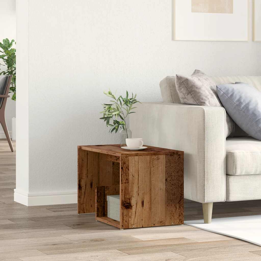 Table d'appoint vieux bois 59x36x38 cm bois d'ingénierie