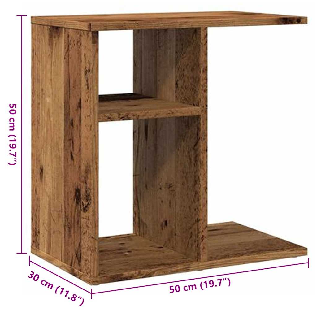 Table d'appoint vieux bois 50x30x50 cm bois d'ingénierie