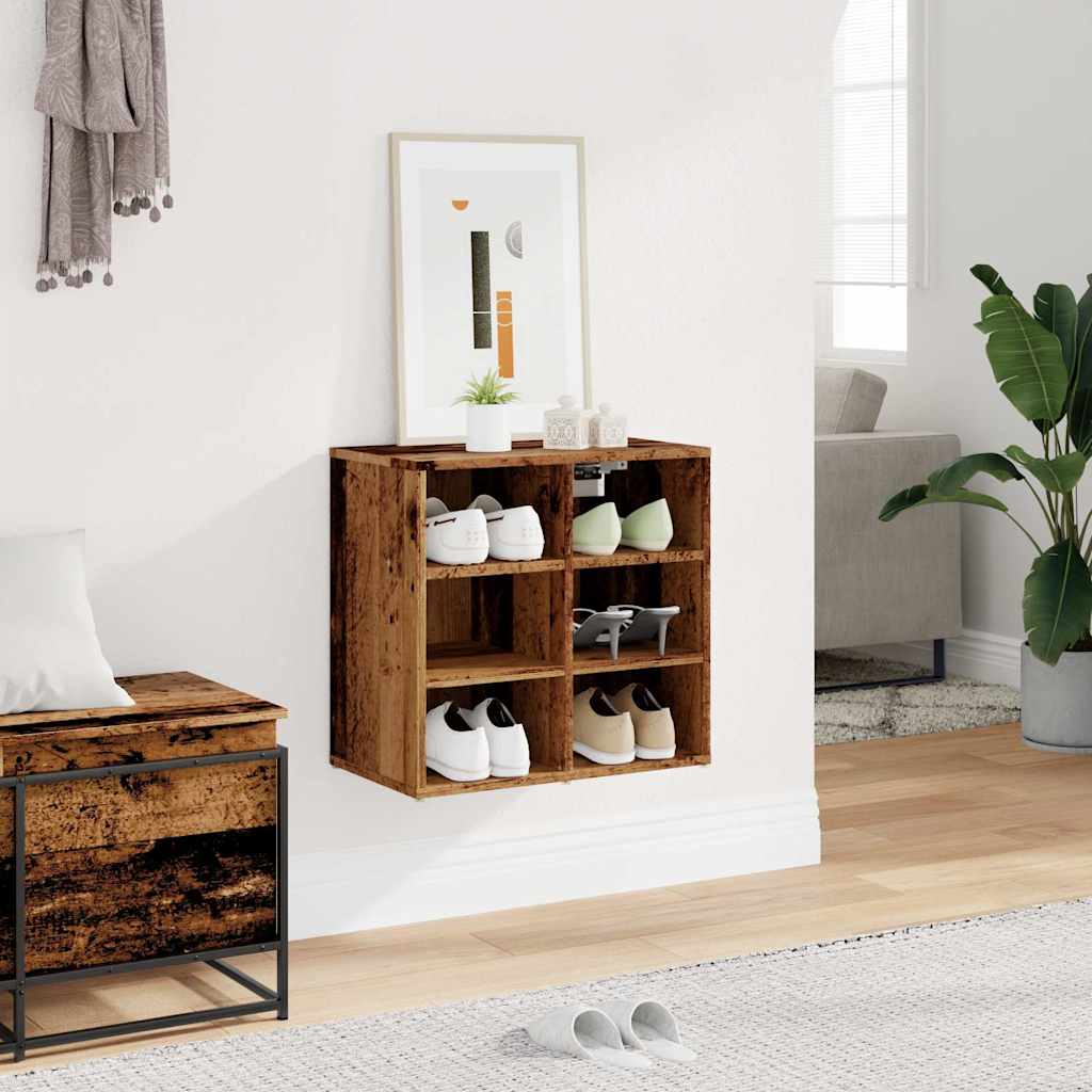 Armoire à chaussures vieux bois 52x30x50 cm