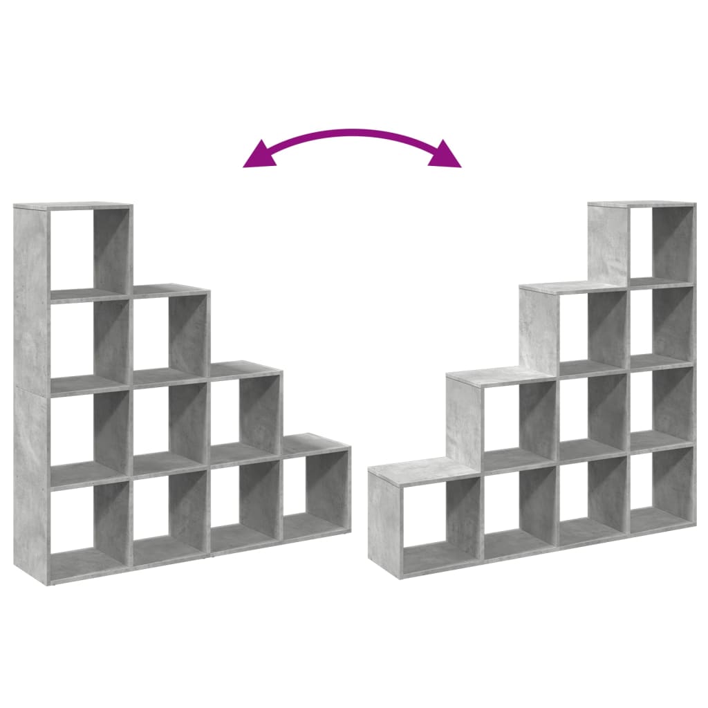 Étagère séparatrice de pièce à 4 niveaux gris béton
