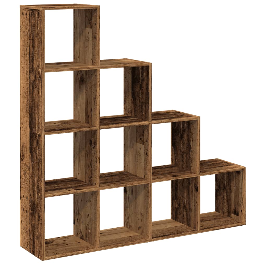 Étagère séparatrice de pièce à 4 niveaux vieux bois