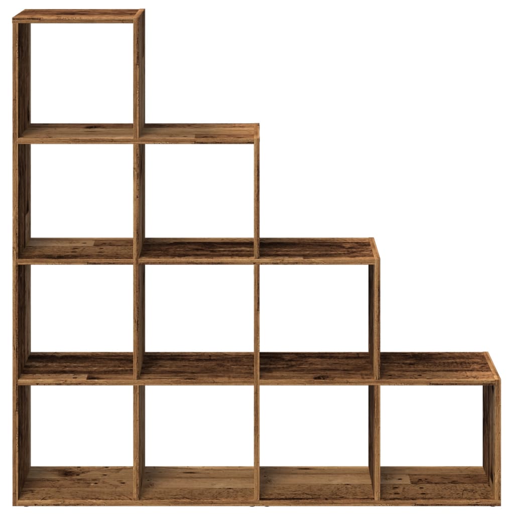 Étagère séparatrice de pièce à 4 niveaux vieux bois