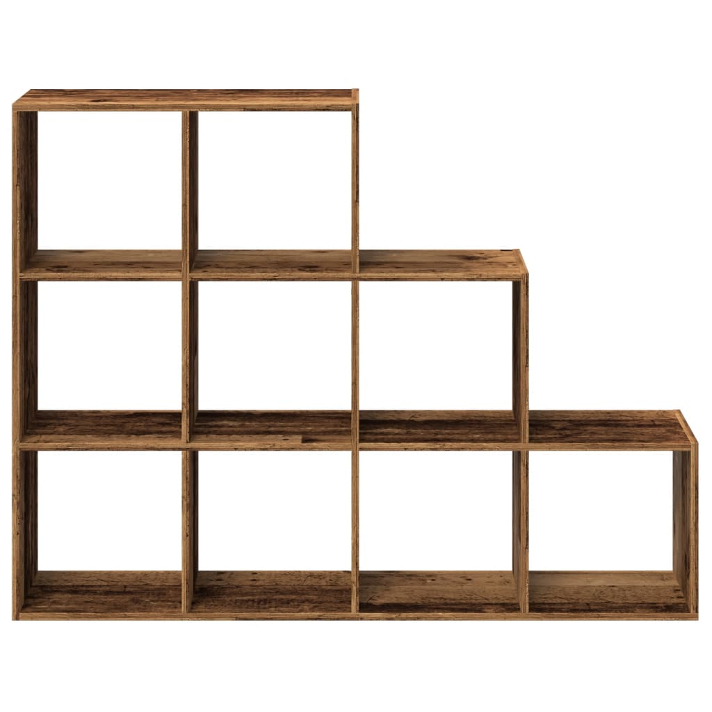 Étagère séparatrice de pièce à 3 niveaux vieux bois