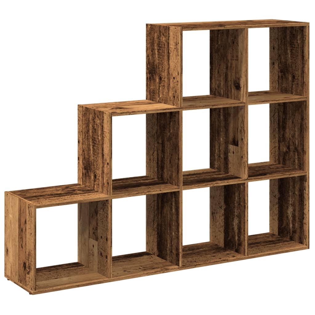 Étagère séparatrice de pièce à 3 niveaux vieux bois