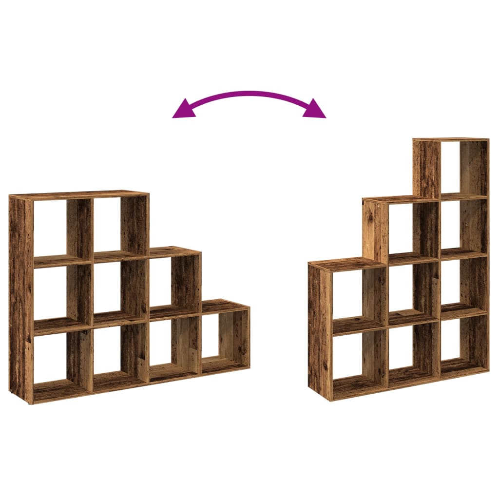 Étagère séparatrice de pièce à 3 niveaux vieux bois