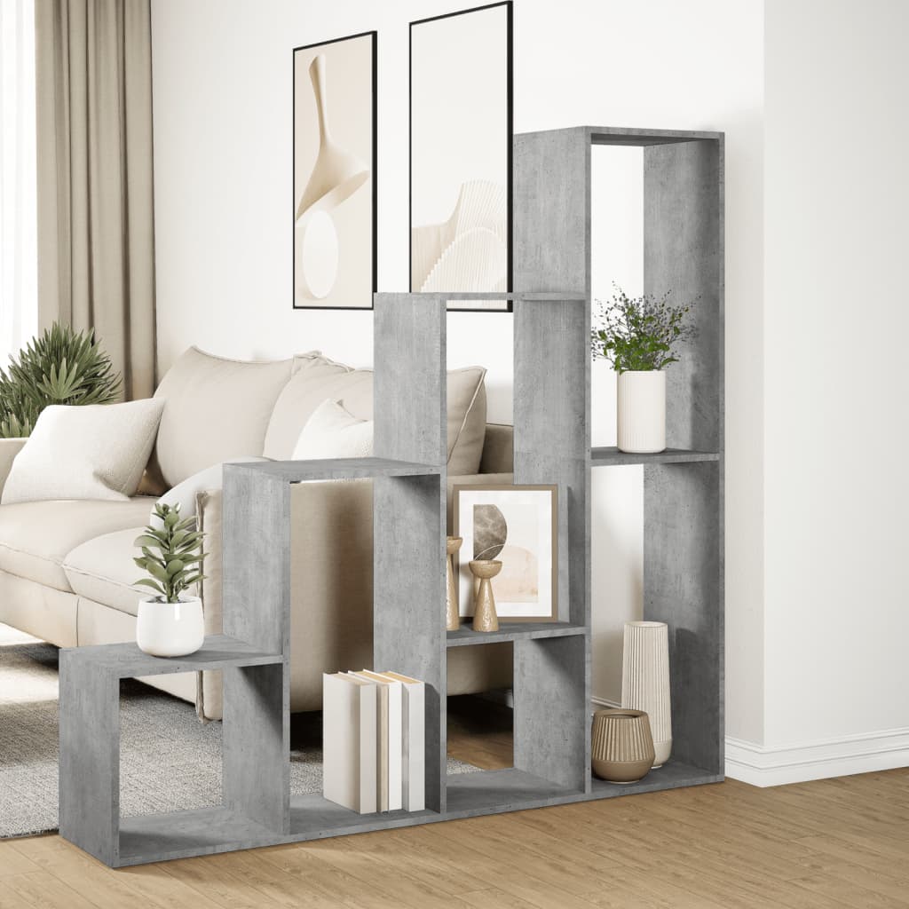 Étagère séparatrice de pièce à 4 niveaux gris béton