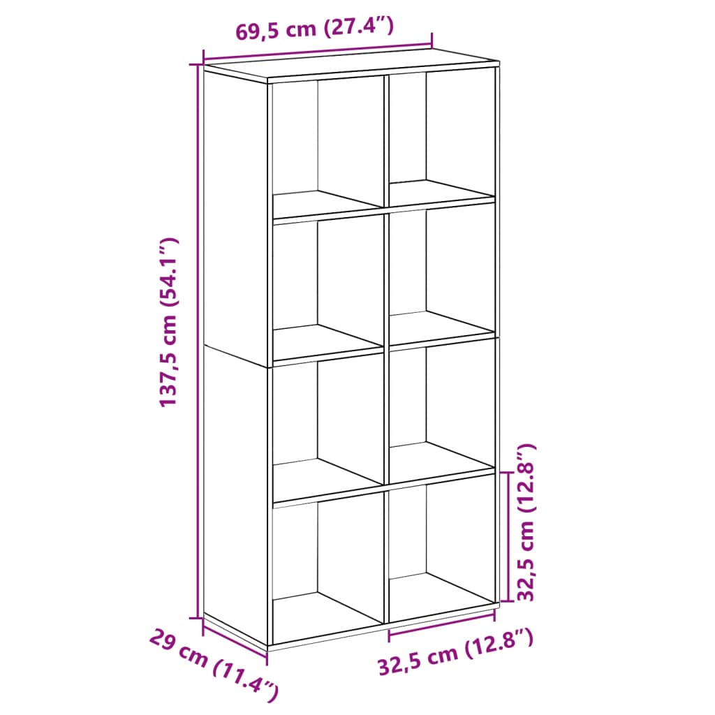 Étagère séparatrice de pièce gris béton 69,5x29x137,5 cm