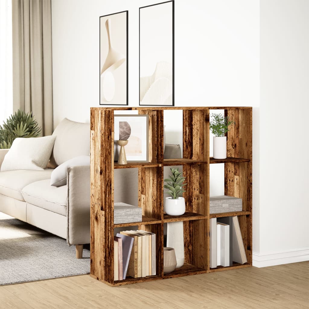 Étagère séparatrice de pièce vieux bois 102x29x103,5 cm
