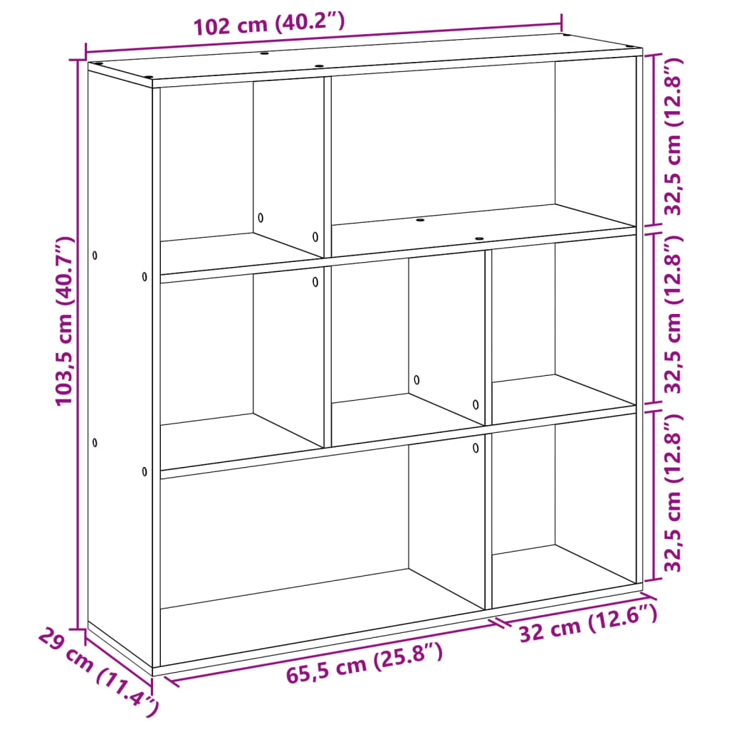 Étagère séparatrice de pièce chêne fumé 102x29x103,5 cm