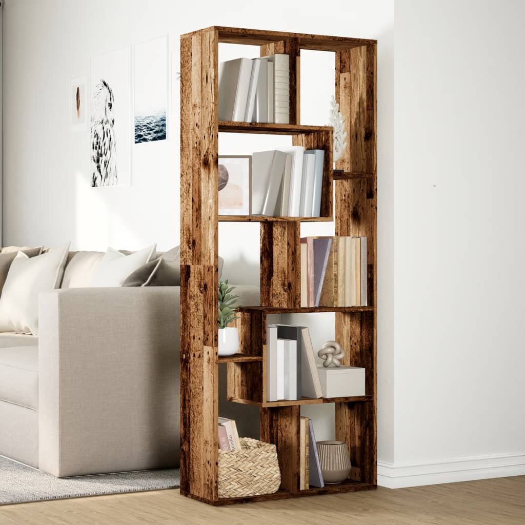 Étagère séparatrice de pièce vieux bois 67x25x161,5 cm