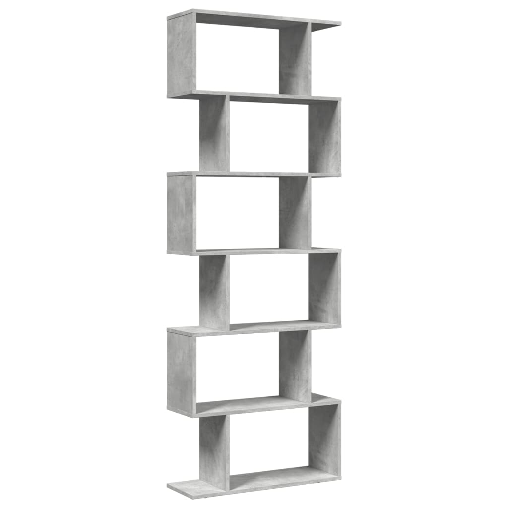 Étagère séparatrice de pièce à 6 niveaux gris béton 70x24x193cm