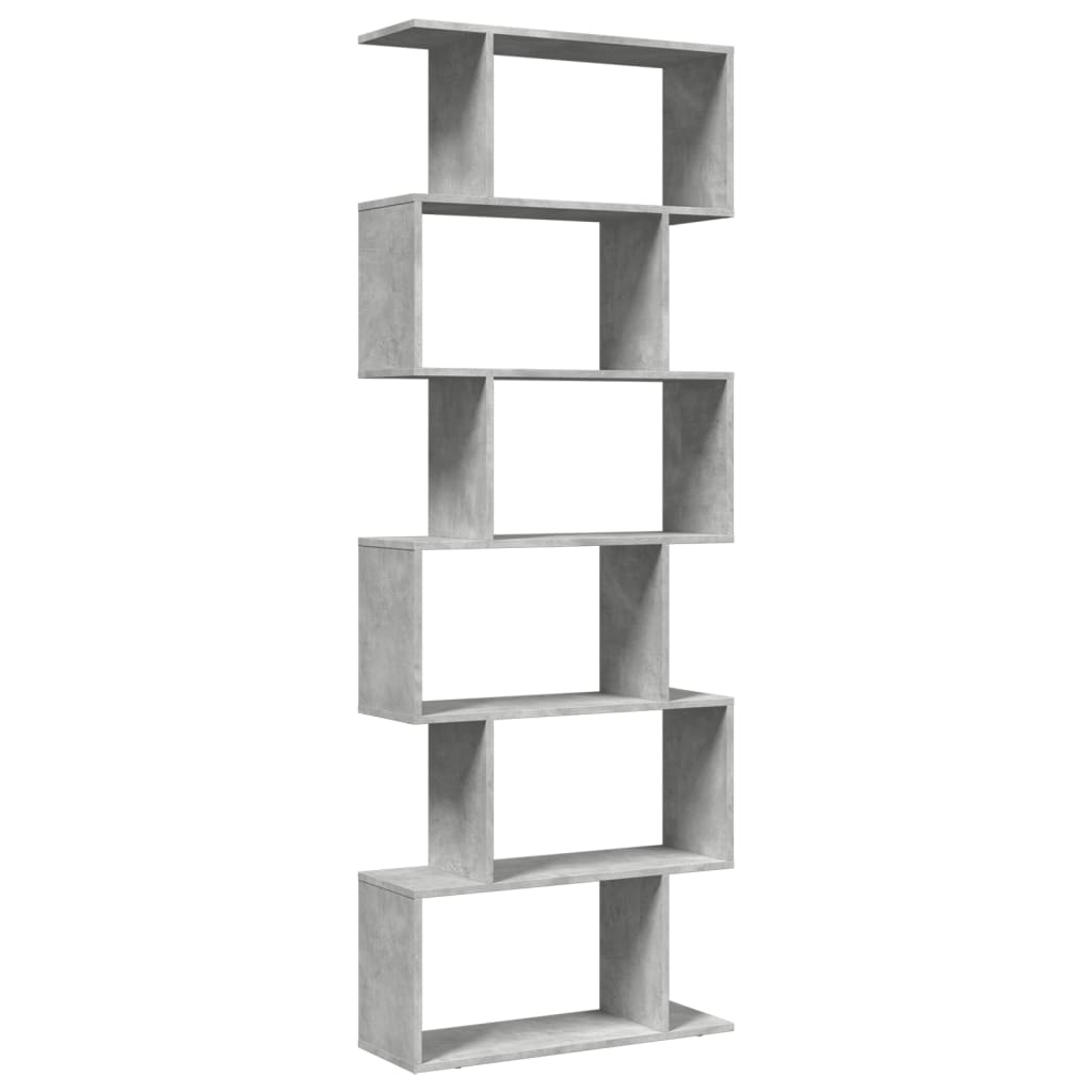 Étagère séparatrice de pièce à 6 niveaux gris béton 70x24x193cm