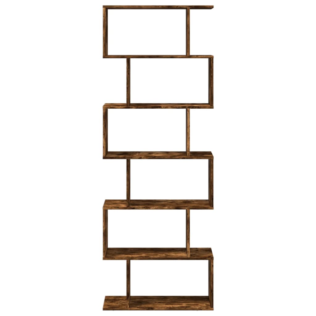 Étagère séparatrice de pièce à 6 niveaux chêne fumé 70x24x193cm