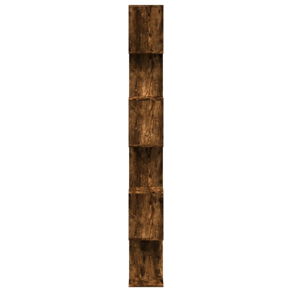 Étagère séparatrice de pièce à 6 niveaux chêne fumé 70x24x193cm