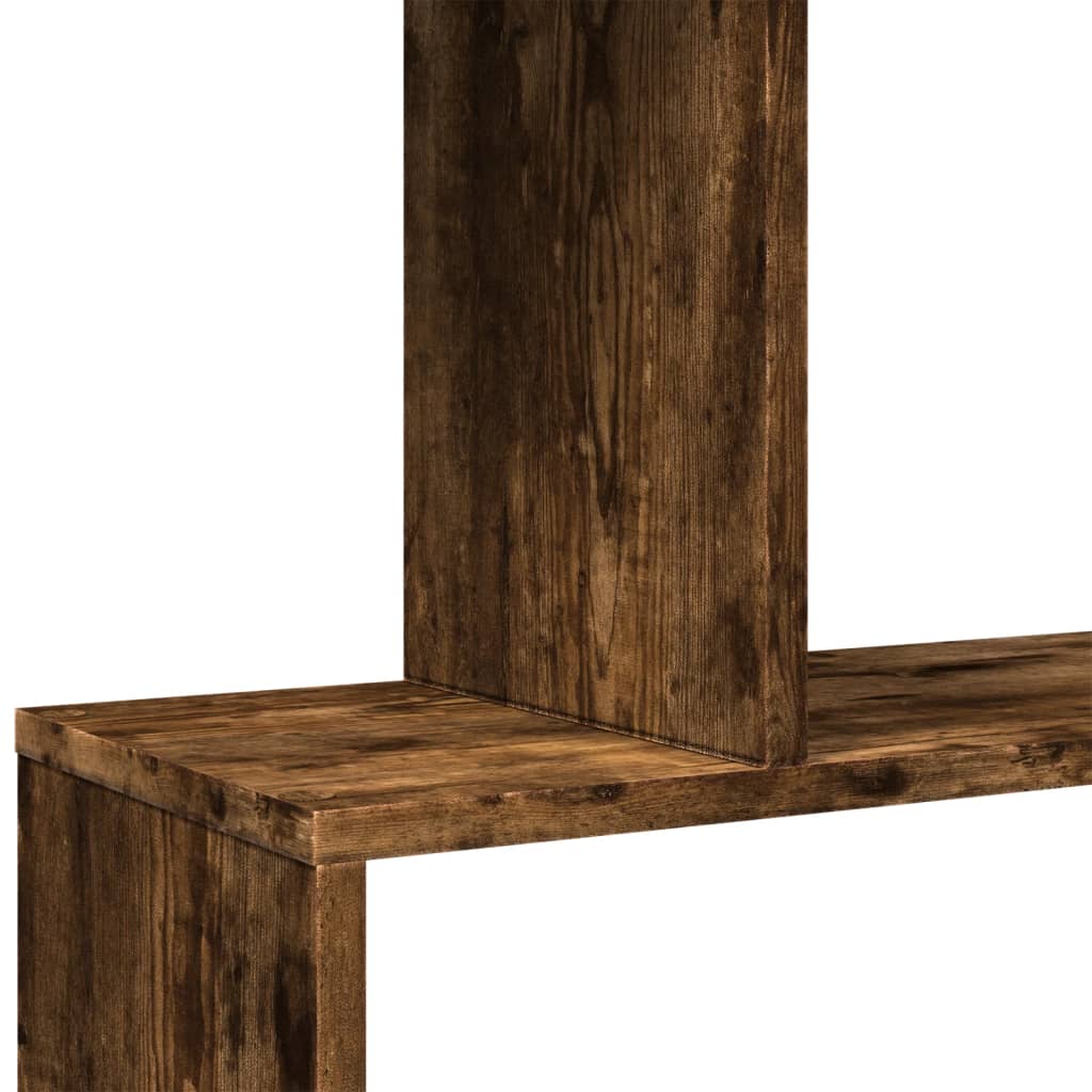 Étagère séparatrice de pièce à 6 niveaux chêne fumé 70x24x193cm