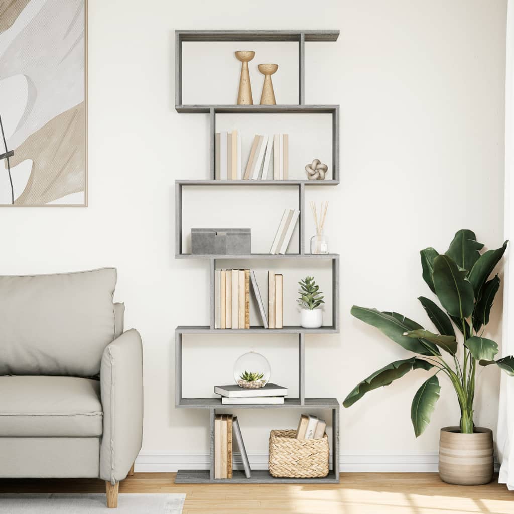 Étagère séparatrice de pièce 6 niveaux sonoma gris 70x24x193 cm
