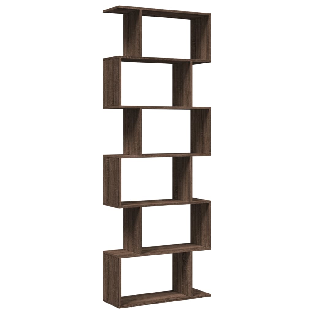 Étagère séparatrice de pièce 6 niveaux chêne marron 70x24x193cm