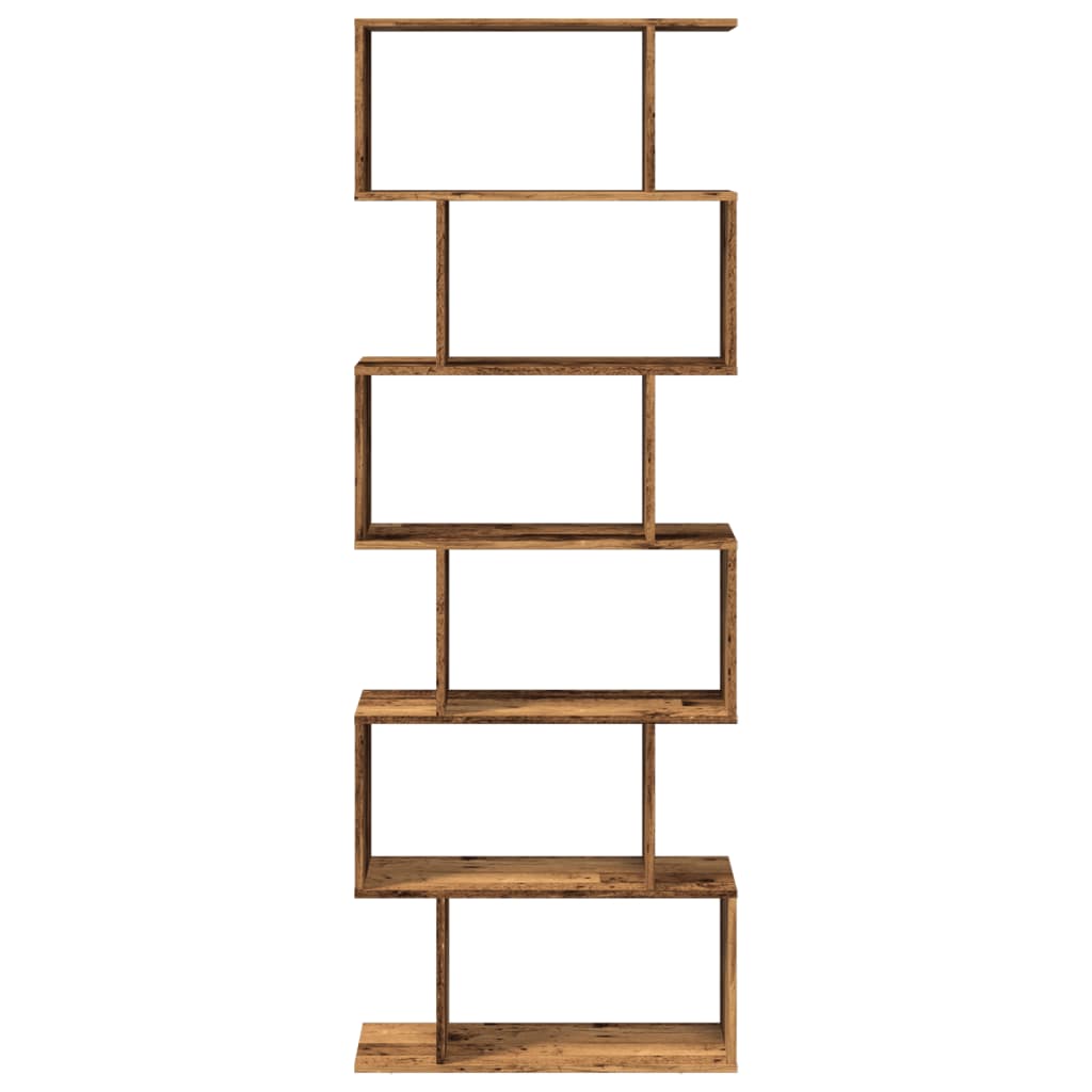 Étagère séparatrice de pièce à 6 niveaux vieux bois 70x24x193cm