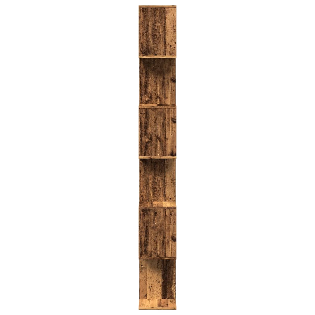 Étagère séparatrice de pièce à 6 niveaux vieux bois 70x24x193cm
