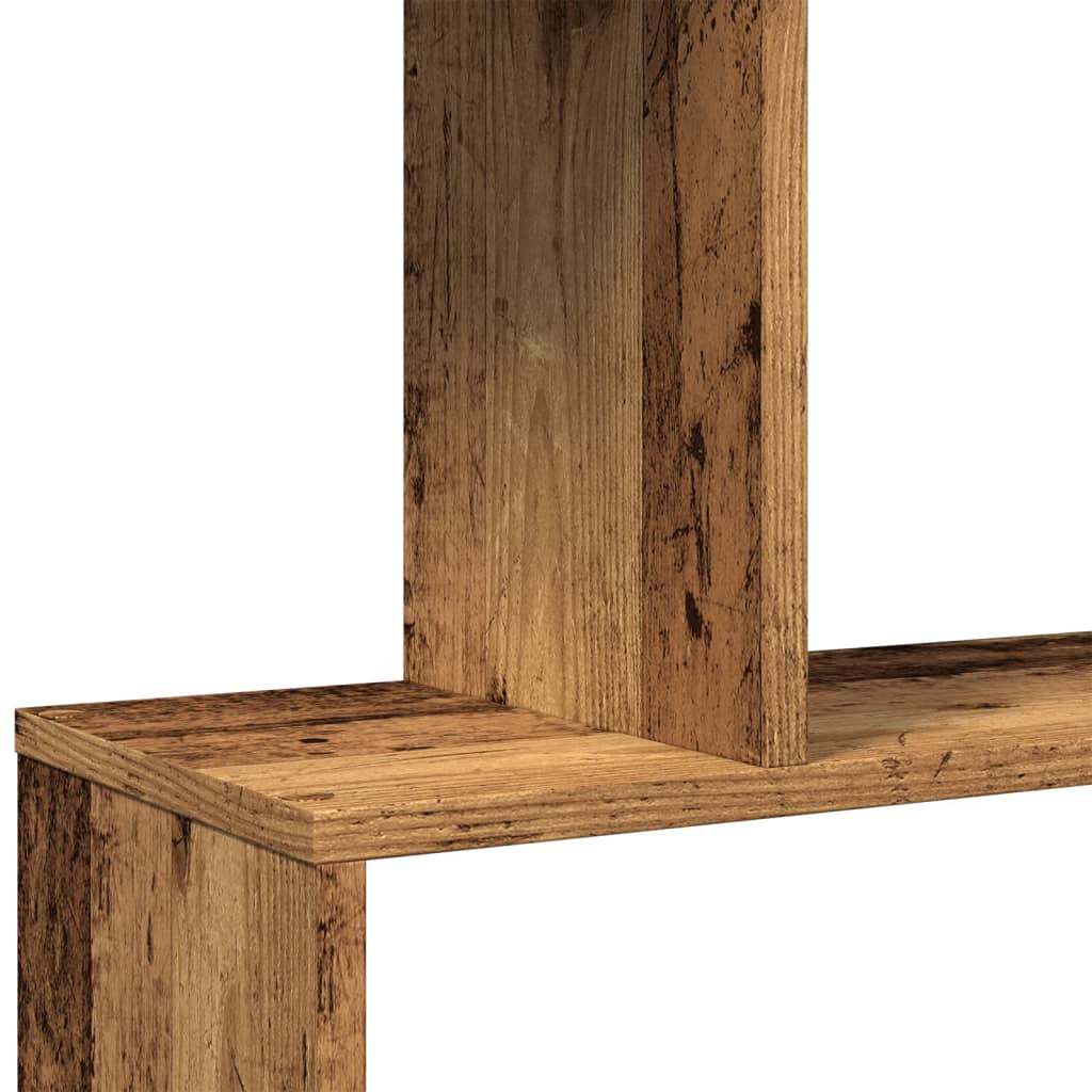 Étagère séparatrice de pièce à 6 niveaux vieux bois 70x24x193cm