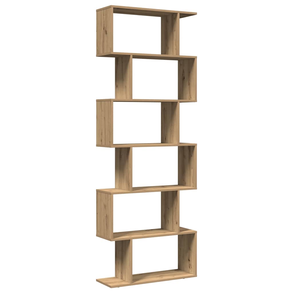 Étagère séparatrice de pièce à 6 niveaux chêne artisanal