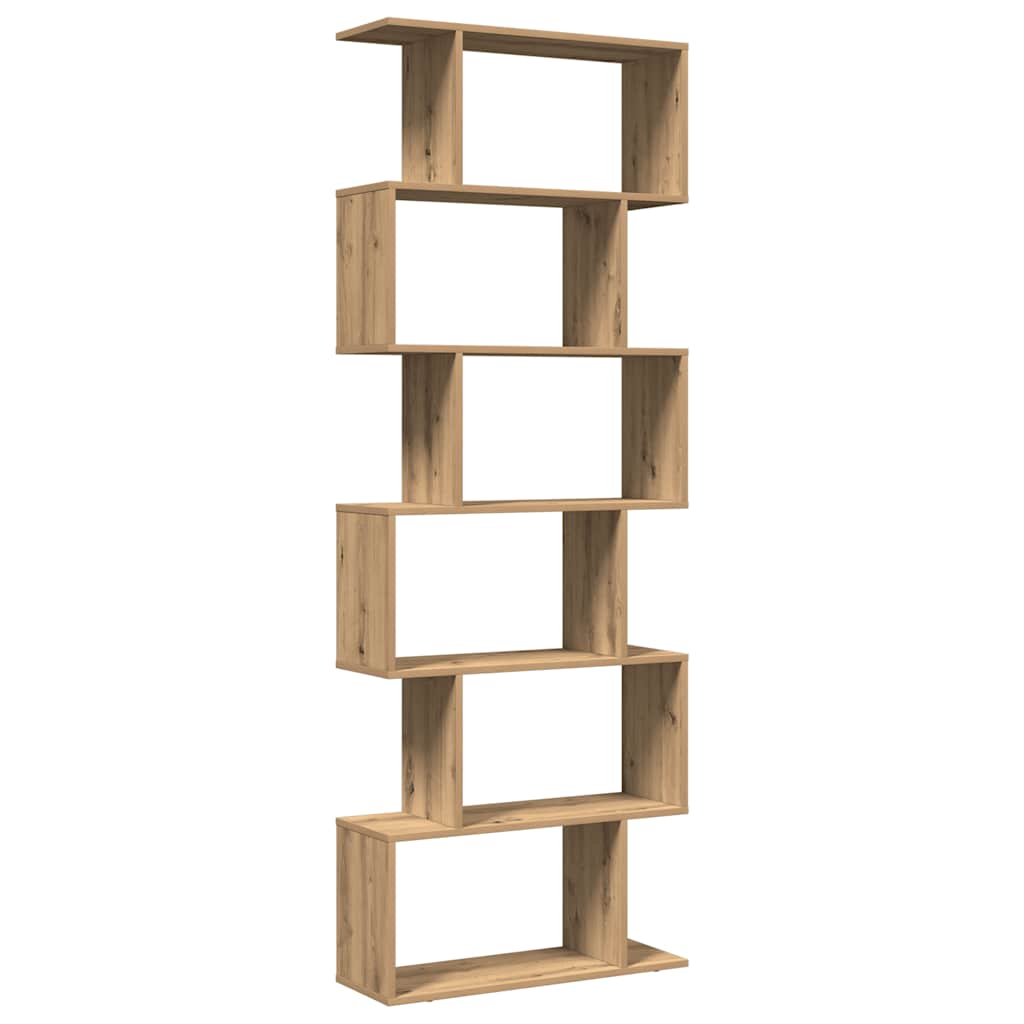 Étagère séparatrice de pièce à 6 niveaux chêne artisanal